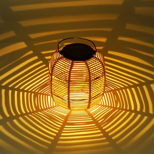 Solar Rattan Laterne Gartendeko, Solarlaterne für Außen, Solarlampen für Außen Garten, IP65 Wasserdicht Solarleuchten, Hängend Solar Gartenleuchten für Draußen, Garten, Balkon, Terrassen, Outdoor