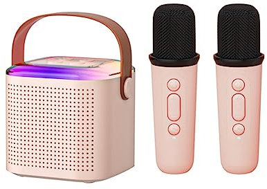 Altoparlante Bluetooth Bluetooth per karaoke fili, intrattenimento vocale, audio karaoke, microfono integrato, rosa
