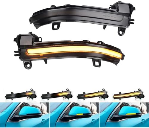 Indicatori di direzione dinamici a LED nello specchietto retrovisore per B-MW F20 F30 F31 F21 F22 F23 F32 F33 F34 X1 E84 F36 F87 (Nero)