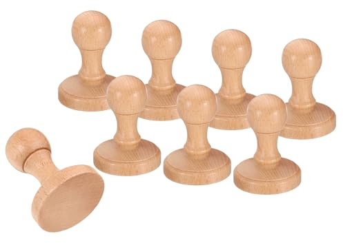 PATIKIL 45mm Maniglia Tonda in Legno per Timbro, 8pz Pomelli Legno Supporti Timbri Maniglie Cassetti per Creazione Timbri Fai Da Te Album Ritagli, Marrone