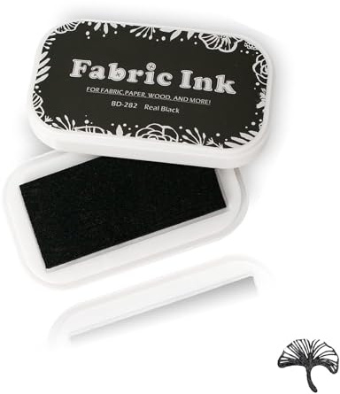 Fabric Ink Pads for Rubber Stamps, Fabric Ink Pads for Stamping Clothing Permanent, Washable Craft Ink Pads for Card Making Scrapbook, Permanent Ink Pad for Wood, 3.7 x 2.1 (Black, 282)
