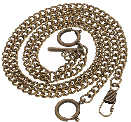 LIFKOME Catena per Orologio da Tasca in Metallo 39cm Centrale | Accessorio Decorativo per Abiti e Portafogli, Finitura Curata, Adatta a Uomo e Fidanzato