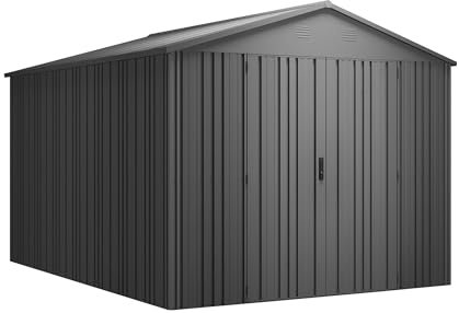 Hoggar – Caseta Jardín Exterior Pioneer Y90 – Montaje Autoportante – Doble Puerta Reforzada – Cierre con Llave Incluida – Columnas en V - Techo Robusto – Cobertizo Metálico 7,94m2