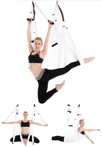 QKPFCVG Yoga Aereo, Amaca da Yoga Trapezio, Corda da trazione per Yoga Aereo Non Elastica, Amaca da inversione Yoga Altalena, per Yoga, Pilates antigravità, Accessori di Montaggio Inclusi, 2
