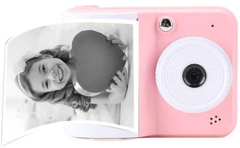 Cámara de Impresión Instantánea para Niños, 48MP 1080p Cámara para Niños Impresión Instantánea con 3 Rollos Imprimir Papel, para Niños y Niñas (Rosáceo)
