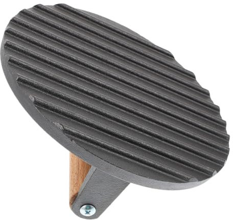 LIOOBO Prensa De Hamburguesas De Hierro Fundido Redonda 17,5×7 Cm para Parrilla y Cocina Mango Ergonómico, Prensa De Carne para Plancha Antiadherente y Resistente Al Desgaste