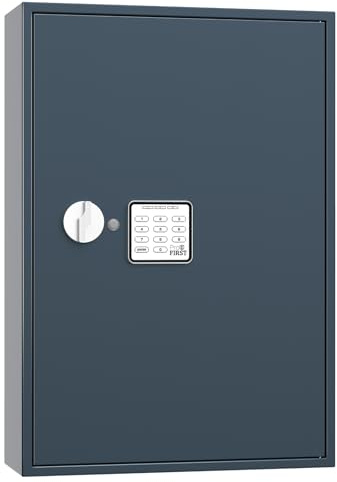Profirst Armoire à clés Porter 200 Serrure électronique Ouverture d'urgence Acier gris 10 barrettes à crochet réglables y compris 200 porte-clés GRATUITS Matériel de fixation