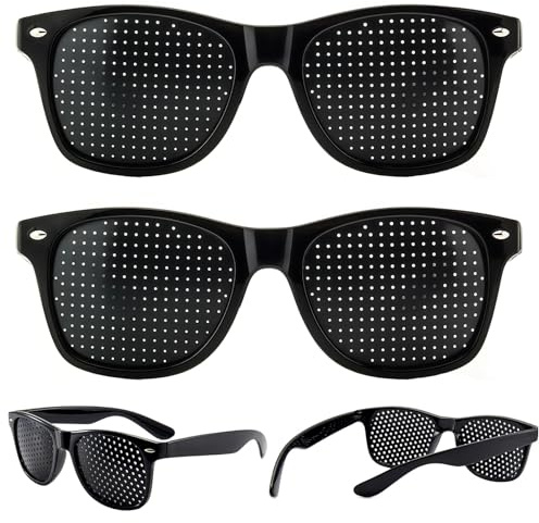 ALCOGOALL Correction Glasses, Correction Glasses Pinhole, Vision Correction Sunglasses, Pinhole Sunglasses Distance Eyeglasses, Vision Correction Astigmatism Eyeglasses for Men Women 2PCS