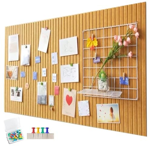 Stor filt anslagstavla självhäftande, 60 x 40 cm filtbräda, dekorativ anslagstavla av filt, 0,9 cm tjock, vikbar fototavla memotavlor memo brädor bulletin board väggdekoration för kontor kök, jordgul