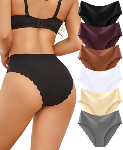 Sth Big Bragas Sin Costuras Mujer Invisible Braguitas Invisibles Mujer Sin Costura Altas Cómodas Ropas Interiores para Underwear Women Paquete Múltiple(XL)