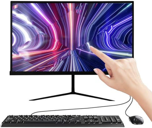 ALNERUZL All-in-One Desktop PC 22 FHD Touchscreen, Pentium G5400 16GB RAM 256GB SSD, WiFi Bluetooth, Black Computer for Home Office Gaming