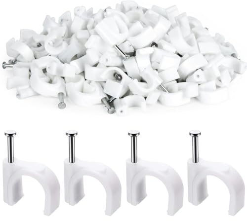 GNALIA Clip Fermacavi: 100 Pezzi Bianchi Fascette 16Mm. Per Fissaggio E Organizzazione Cavi Elettrici.