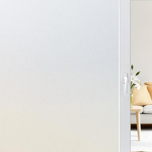 rabbitgoo Vinilos para Cristales 90x200cm con Cuadriculas Fácil de Cortar, Vinilo Ventanas Privacidad, Vinilo Opaco Electrostática, Anti UV, Película Esmerilado Decorativa para Baño Cocina Oficina