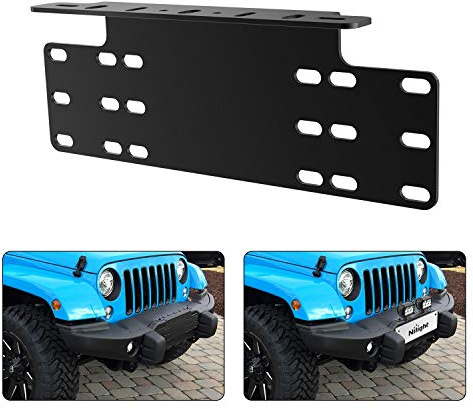 Nilight 90044B Universal License Heavy Duty Steel Front Plate Mounting Bracket Holder for Off-Road LED Work Lamps Lighting Bars, 2 Years Warranty, Black