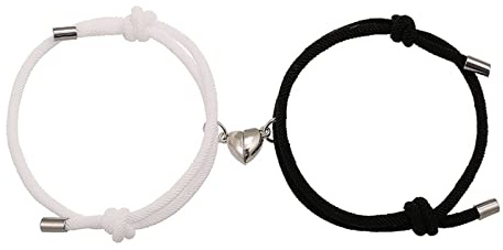 Aucuu Bracelet de Couple Magnétiques, Ensemble Bracelet Aimanté Réglable d'amitié Attraction Mutuelle Tressé Corde pour Meilleurs Amis, Copines, Soeurs
