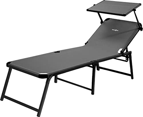 BRUNNER 0410022N.C06 Marbella High, Lettino Prendisole con Seduta Molto Alta(H48 Cm), Colore Nero/Grigio Scuro, Portata Massima Fino a 120 kg