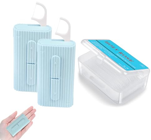 Holy rose Portable Dental Floss Picks Dispenser 2 Box,Travel Floss Case with Adult Floss Sticks 80Count,Portable Flosser Toothpick Perfect for Home,Travel Cleaning Teeth,Tool for Oral Care(Blue