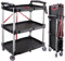 EBANKU 3-Tier Service Carts with Wheels, Foldable Rolling Cart with Locking Wheels Heavy Duty Kitchen Storage Shelves Garage Shelving Unit for Warehouse Storage, Garage, Cleaning