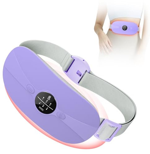 Portatile Fascia riscaldante dolori mestruali,con regolabili 3 Livelli di Calore e 3 modalità di Massaggio,Cuscinetto Riscaldante Mestruale Può alleviare Dolore Lombare/Schiena/Crampi (Viola)