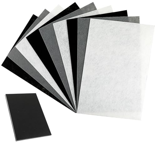 Felt Sheets In Fogli, 9 Pack 30 x 20 cm DIY Feltro Tessuto 1 mm for Arte E Artigianato, Cucito Patchwork Projects (Nero+Bianco+Grigio)