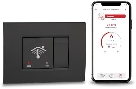 VEMER VE796100 OIKOS WIFI - Cronotermostato WiFi da Incasso 2 Moduli, Termostato Smart Controllabile con APP, Compatibile Alexa e Google Home, Programmazione Settimanale, Alimentazione 230V, Grigio