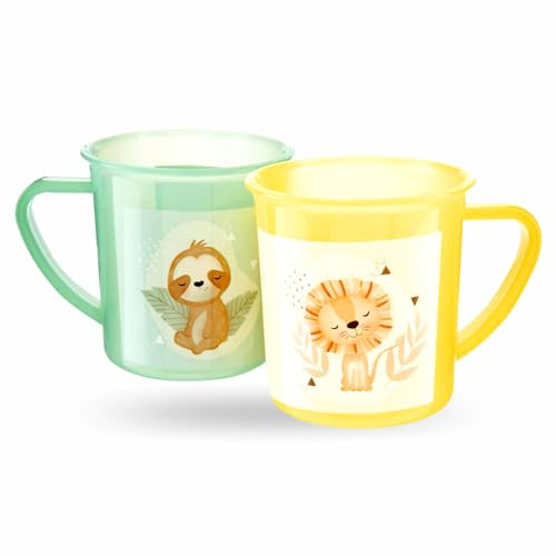 Bicchieri di plastica con manici, per bambini, da viaggio, da campeggio, riutilizzabili, per bere caffè, tè caldo, freddo, latte, acqua, succhi di frutta, bevande, colorate, infrangibili, leggere,