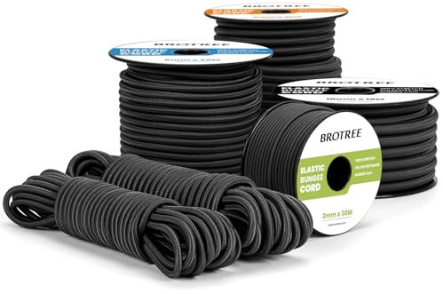 Brotree Corda Elastica 5mm x 10m Nero - Corda Gomma Corda Elastici per Teloni Allenare Barca