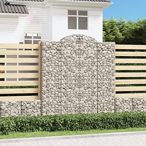 Iiaky Arched Gabion Basket 200x50x220/240 cm Galvanised Iron,Gabion Wall Mesh Wire Stone Basket Galvanised Iron Stone Basket Outdoor Spiral Planter Retaining Wall