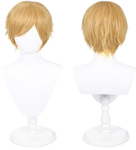 30cm / 12 tum lång peruk, universell anime-kostym-cosplay-peruk, perfekt för fester, dagligt bruk, festivaler och Halloween (Guldblond)