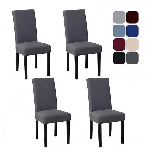 AMFUN Set of 4 Stretch Dining Chair Slipcover, Dining Chair Covers, Removable Washable Dining Chair Seat Cover, Stretch Spandex Chair Slipcover, Elastic Chair Protector for Hotel Restaurant Banquet