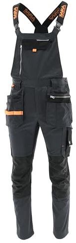 SARA WORKWEAR Latzhose Herren Lang mit Knietaschen - Strapazierfähige Arbeitshose - Arbeitshosen Männer mit Reflektierenden Elementen Gr.46-64