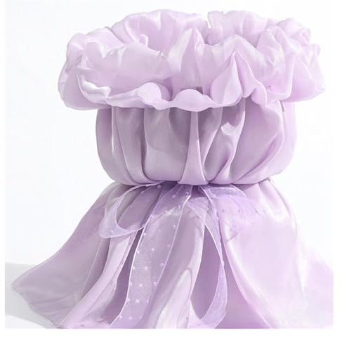 CSFFA Sweets Princess Skirt Elastic Floral Yarn Pearl Silk Flower Wrapping Paper Materials Packaging Film For Flower Shop Bouquet(Lilac)