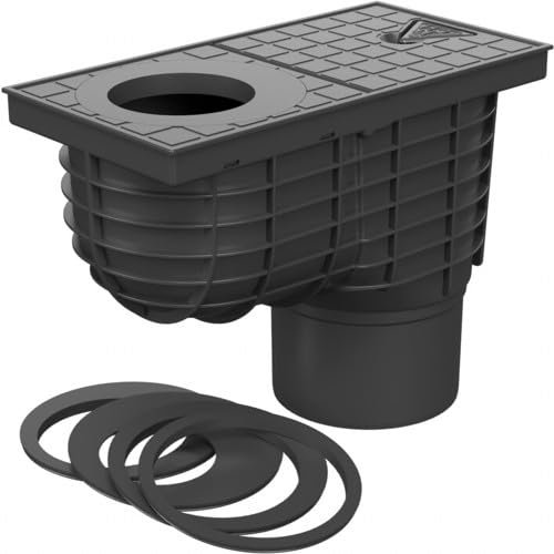 Regenwasserablauf D125 mit Rückstauklappe | Kanalanschluss für Dachrinnen | Ø 75–125 mm | Unterer Ablauf | Schwarz