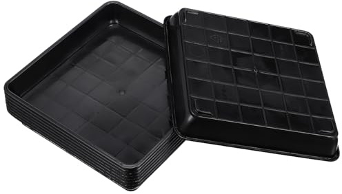 iplusmile Bandeja De Plástico para Bonsáis y Macetas, Paquete De 8 Unidades Negras, Cuadrada 12x12 Cm Diámetro Interior 10,5 Cm, Práctica para Jardinería y Protección De Superficies