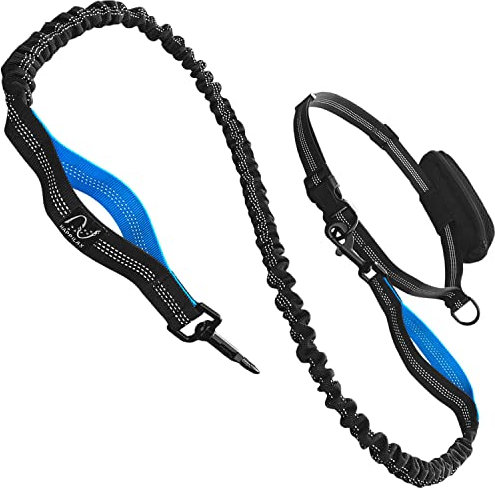 Happilax Joggingleine für Hunde, elastische und reflektierende Hundeleine zum Joggen mit Bauchgurt, 120-220 cm