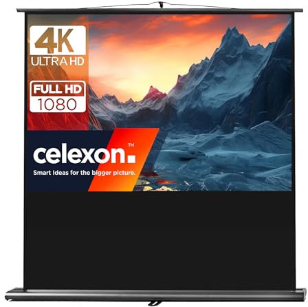 celexon Écran de Projection Portable Ultramobile Professional Pull-Up 55 | 120x75 cm 16:10 | Écran de vidéoprojecteur 4K Full HD à déploiement Rapide | poignée de Transport + mât télescopique