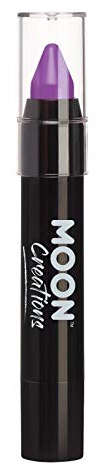 Moon Creations Face Paint Stick Body Crayons | Purple | 3.2g | Sweat Proof & Water-Resistant Face Paint | Cruelty Free, Made in UK | For Kids, Adults, Fancy Dress, Festivals, Halloween