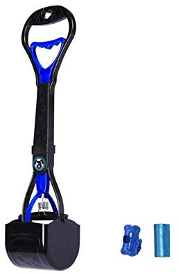 Ceasyde Kotschaufel für Haustiere, 45 cm langer Griff, zum Spazierengehen, für den Innen- und Außenbereich, für Katzen- und Hundeabfälle, mit einem Kotbeutel-Spender und einem Kotbeutel.