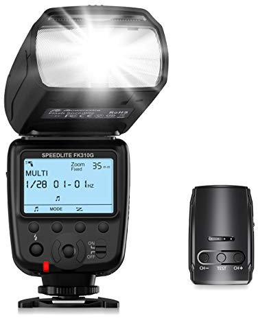 Powerextra Blitzgerät mit LCD Anzeige und 2.4G Wireless Flash Trigger Transmitter Kit für Canon Nikon Pentax Panasonic Olympus und Sony DSLR Kamera, Digital Kameras mit Standard Hot Shoe