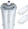 Proventa IP65 Feuchtraumleuchte LED 120cm mit 2x 18W LED-Röhre naturweiß, 4000K, 4.320 Lumen Klappdeckel Steckklemme Kabeleinführung bis NYM-J 3x2,5mm², leuchtstoffröhre led 120cm