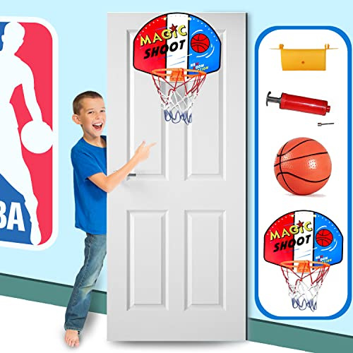 Kidoloop Wall Mounted Basketball Hoop Set for Kids with Backboard & Mini Basket Ball, Pump, Rim Net, Bedroom Over the Door, Indoor Outdoor Basketball Game Toy, Sports Activity Gift for Children Age 3+