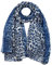 Basic Sense Luxurious Two Tone Leopard Print Reversible Long Scarf Wrap Shawl, Blue