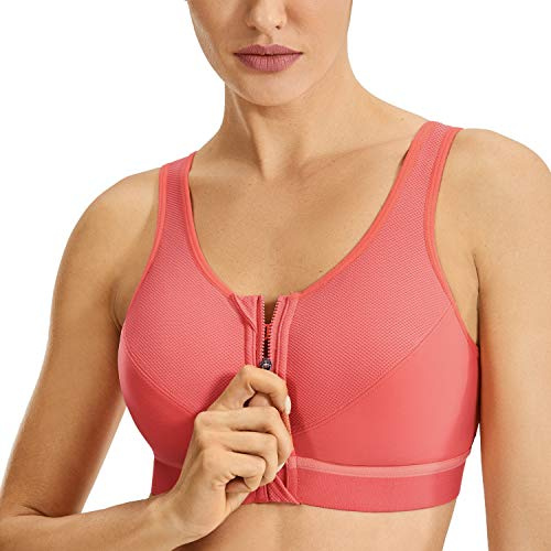 SYROKAN - Sport-BH Rygg med Dragkedja för Kvinnor, Melón Dulce Rosa, 95F