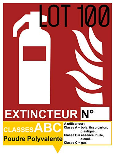 Autocollant vinyl - Autocollant vinyl - Signalétique extincteur ABC Poudre Polyvalente - L.150 x H.200 mm - 100