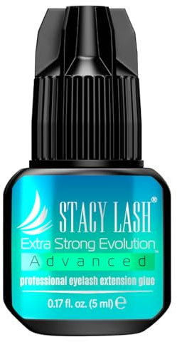 STACY LASH Extra Strong Evolution Advanced Eyelash Extension Glue (0.17fl.oz/5ml)/ 1Sec Dry /6Weeks Retention/Black Adhesive/Lash Tech Supplies
