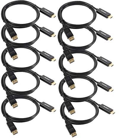 Anbear Display Port to HDMI Cable, Gold Plated Displayport to HDMI Cable 6 Feet(Male to Male) for DisplayPort Enabled Desktops and Laptops to Connect to HDMI Displays(10 Pack)