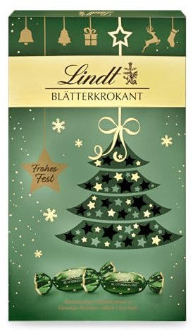 Lindt Schokolade Blätterkrokant Geschenk | 8 x 185 g | Zartknuspriger Krokant in Gianduja Haselnuss Milchschokolade | Schokolade für die Weihnachtszeit | Schokoladen-Geschenk