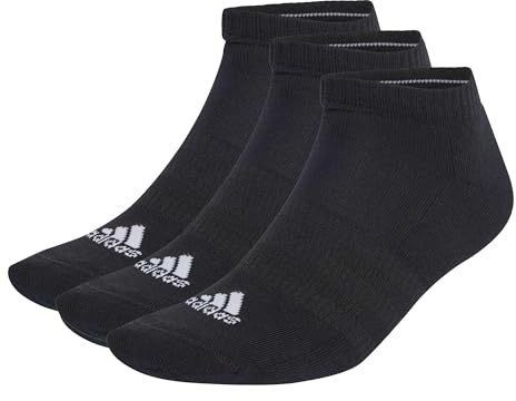 adidas Unisex - Adulto Cushioned Low-Cut Socks 3 Pairs, Black / White, 10.5-12.5