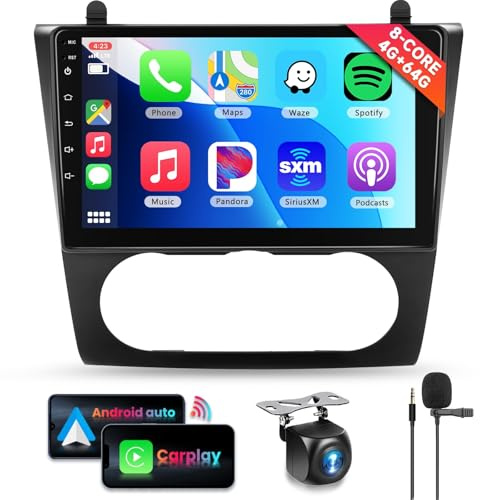8 CORE 4G+64G for Nissan Altima 2008-2012 Car Radio Stereo, Wireless CarPlay Android Auto 9 Inch 1280 * 720P IPS Touch Screen 32-Band DSP Android 13 GPS WiFi Bluetooth SWC Camera (Manual A/C)