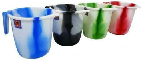 2 x Asorted Colour Jug Plastic Water 1.5L Bath Multipurpose Mug Handy with spout & Handle Kitchen Plastic Mugs for Bathroom, Hair Washing Jug